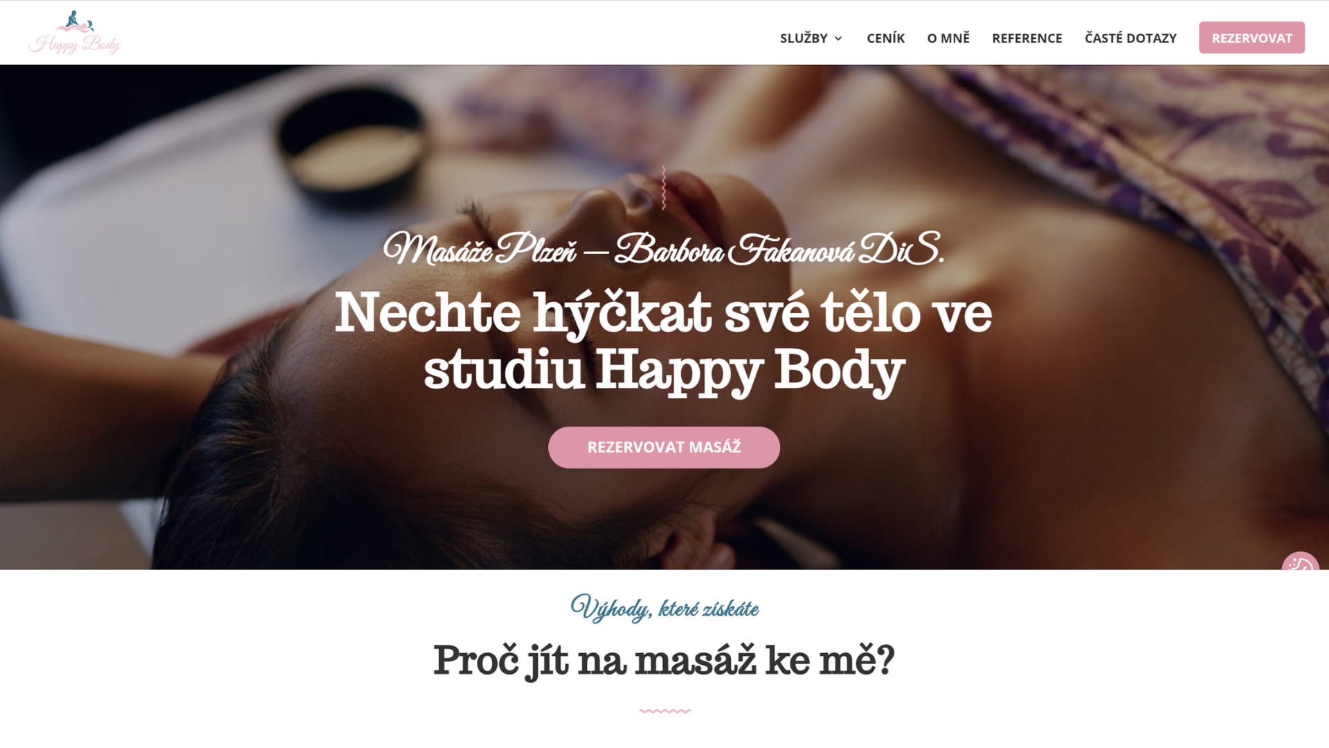 tvorba webových stránek na míru masérka